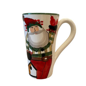 VIETRI Old St. Nick Latte Mug with Birds Hand Painted Santa Claus Made in Italy